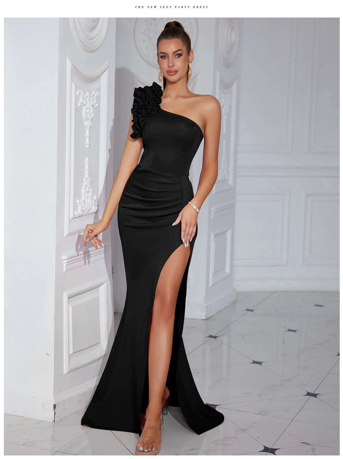 BELLA-ROSE Elegant One-Shoulder Evening Dress