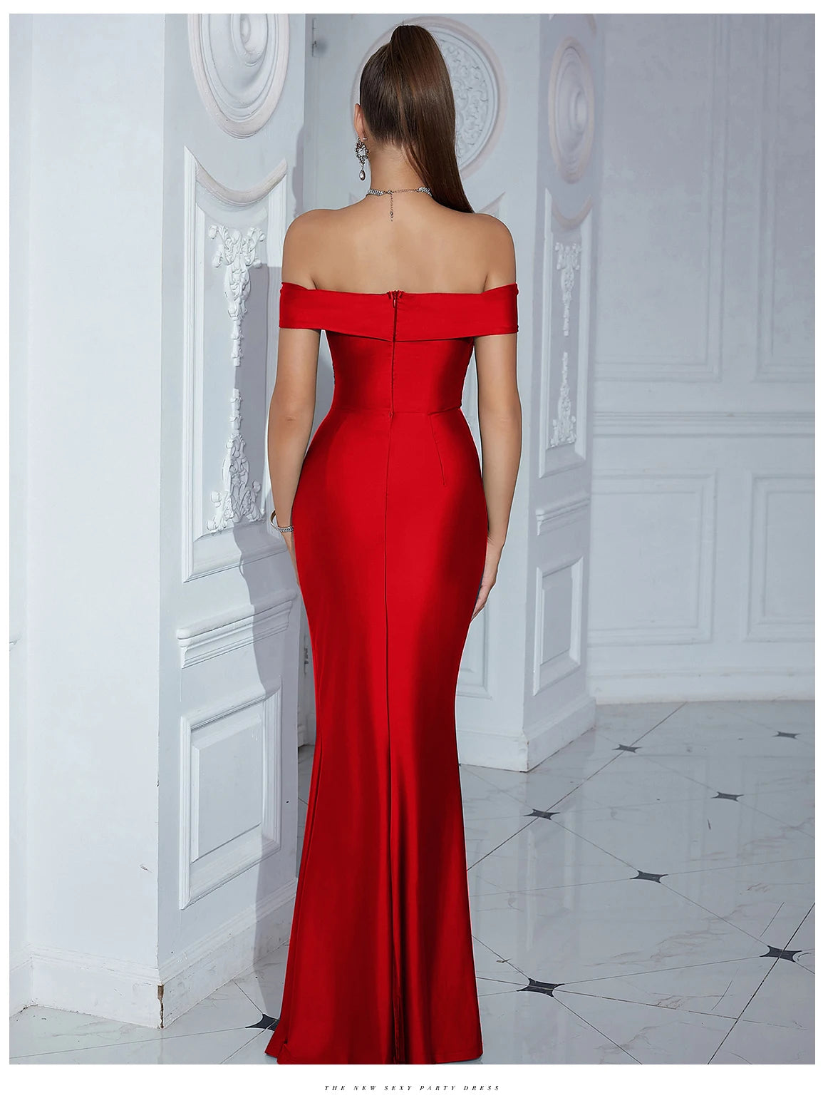 INDIRA Off-Shoulder Evening Dress