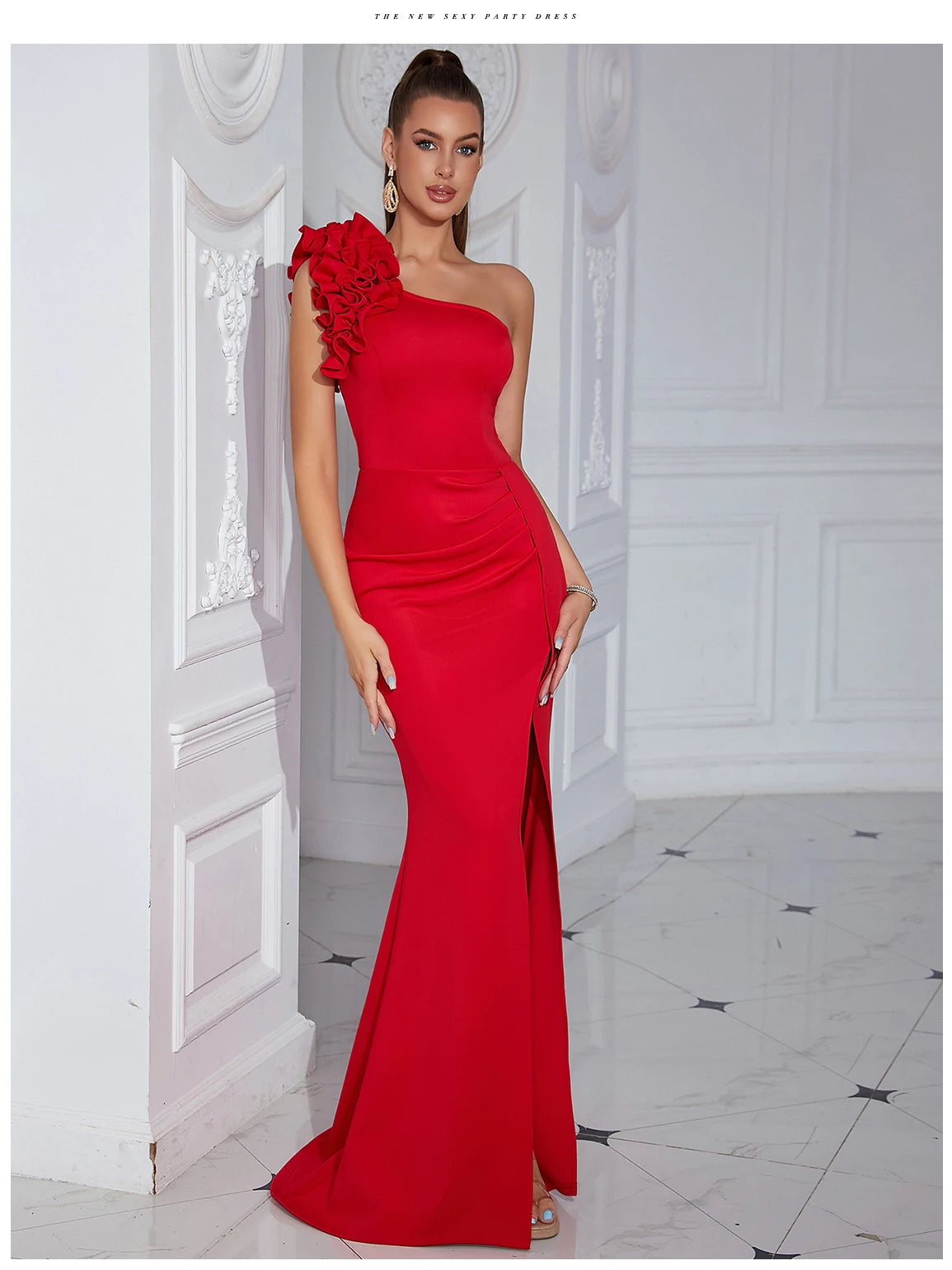 BELLA-ROSE Elegant One-Shoulder Evening Dress