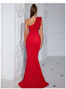 BELLA-ROSE Elegant One-Shoulder Evening Dress