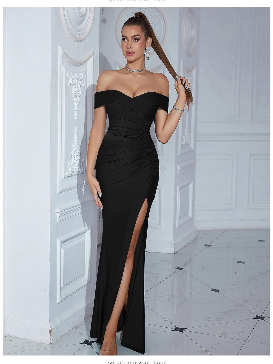 INDIRA Off-Shoulder Evening Dress