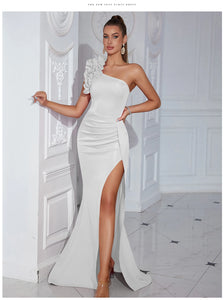 BELLA-ROSE Elegant One-Shoulder Evening Dress