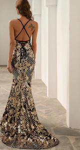 DENIA Sequin Evening Dress