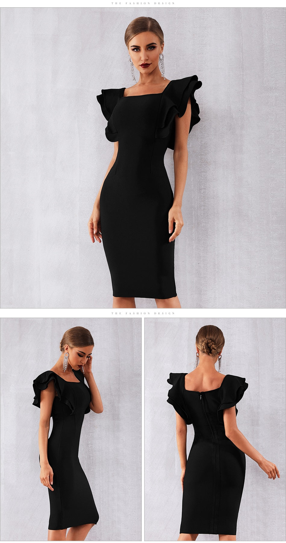 SELENA Ruffle Butterfly Sleeve Dress